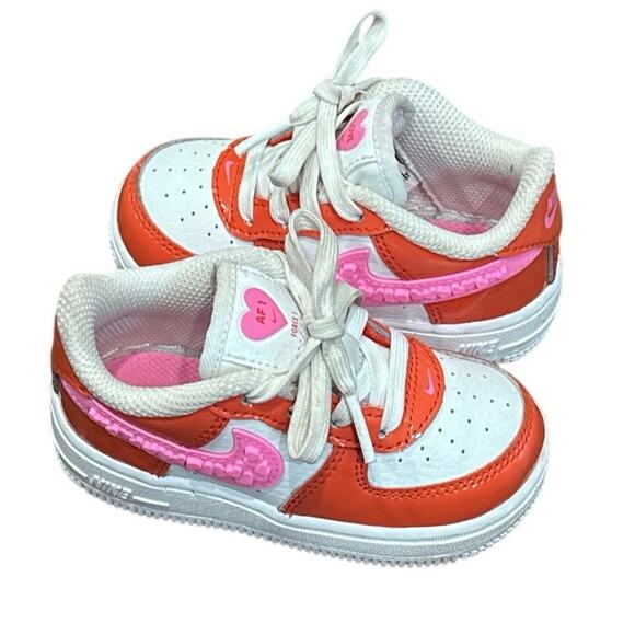 Nike Air Force 1 Valentine’s Day 2022 Toddler 6C White Pink Red Hearts - Picture 8 of 10
